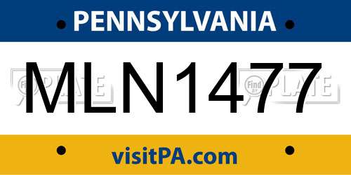 MLN1477 Pennsylvania License Plate