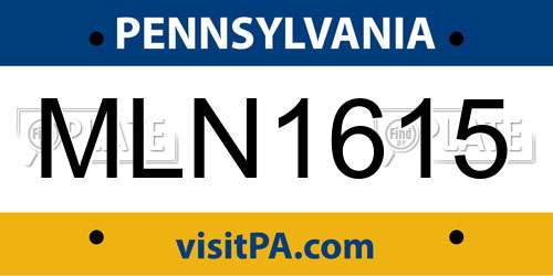 MLN1615 Pennsylvania License Plate