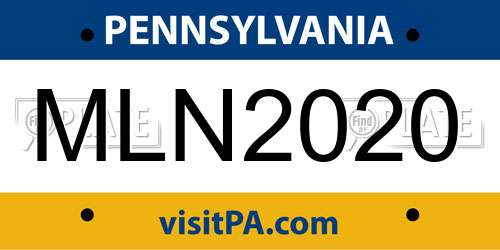 MLN2020 Pennsylvania License Plate