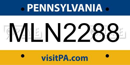 MLN2288 Pennsylvania License Plate