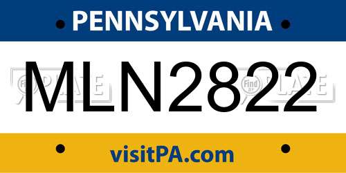 MLN2822 Pennsylvania License Plate