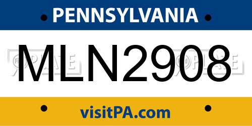 MLN2908 Pennsylvania License Plate