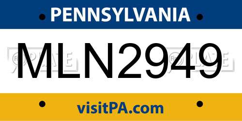 MLN2949 Pennsylvania License Plate
