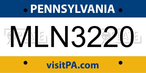 MLN3220 Pennsylvania License Plate