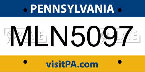 MLN5097 Pennsylvania License Plate