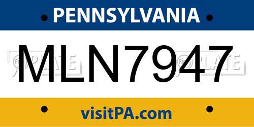 MLN7947 Pennsylvania License Plate