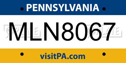 MLN8067 Pennsylvania License Plate