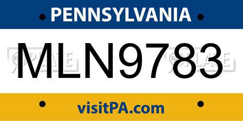 MLN9783 Pennsylvania License Plate