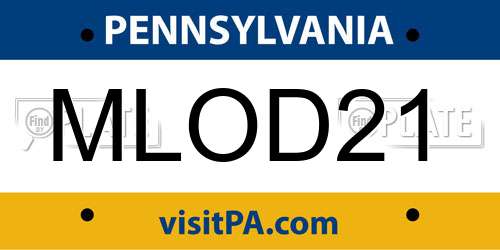 MLOD21 Pennsylvania License Plate