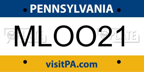 MLOO21 Pennsylvania License Plate