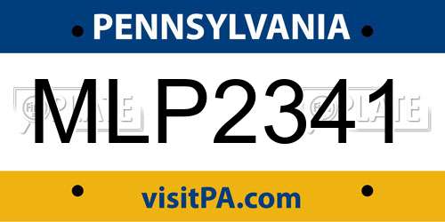 MLP2341 Pennsylvania License Plate