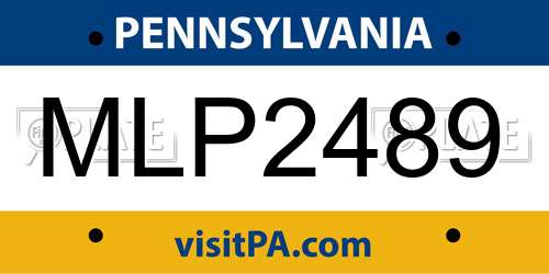 MLP2489 Pennsylvania License Plate