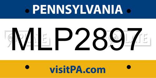 MLP2897 Pennsylvania License Plate