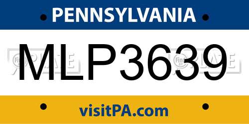 MLP3639 Pennsylvania License Plate