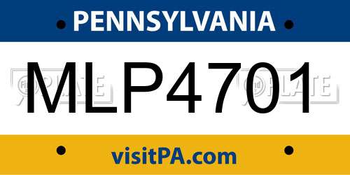 MLP4701 Pennsylvania License Plate