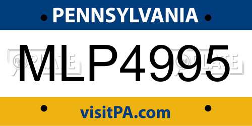 MLP4995 Pennsylvania License Plate