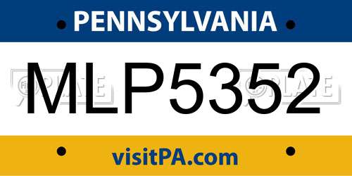 MLP5352 Pennsylvania License Plate