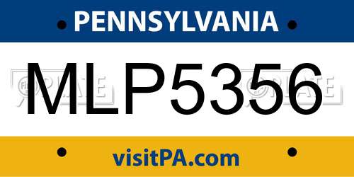 MLP5356 Pennsylvania License Plate