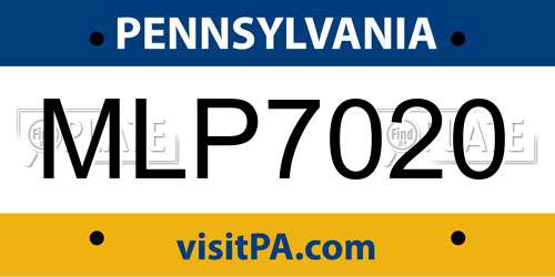 MLP7020 Pennsylvania License Plate