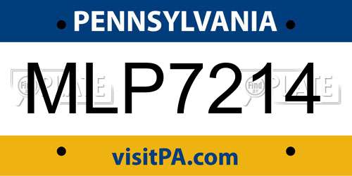 MLP7214 Pennsylvania License Plate