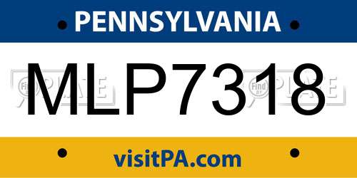 MLP7318 Pennsylvania License Plate