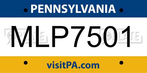 MLP7501 Pennsylvania License Plate