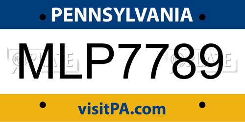 MLP7789 Pennsylvania License Plate
