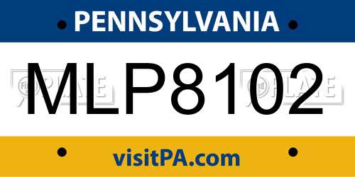 MLP8102 Pennsylvania License Plate