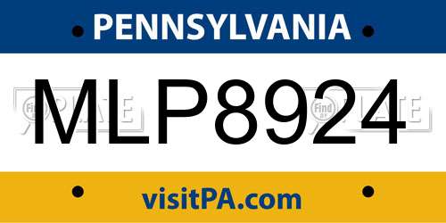 MLP8924 Pennsylvania License Plate
