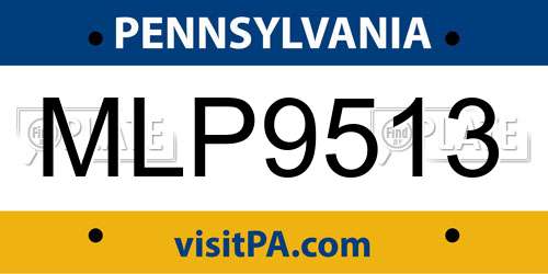 MLP9513 Pennsylvania License Plate