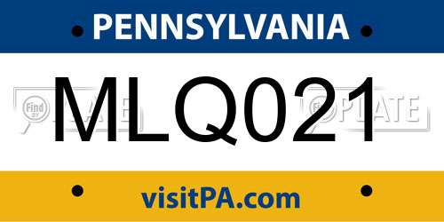 MLQ021 Pennsylvania License Plate