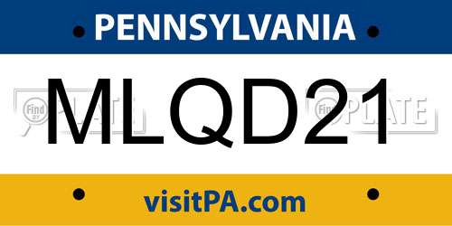 MLQD21 Pennsylvania License Plate