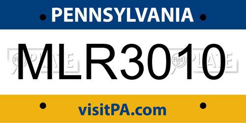 MLR3010 Pennsylvania License Plate