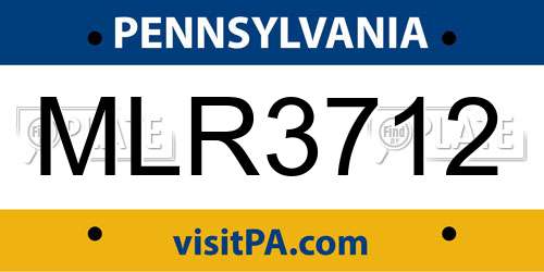 MLR3712 Pennsylvania License Plate