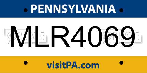 MLR4069 Pennsylvania License Plate