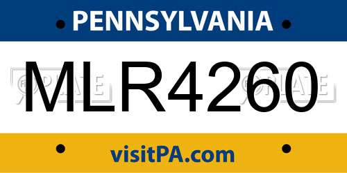 MLR4260 Pennsylvania License Plate