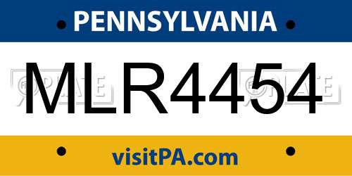 MLR4454 Pennsylvania License Plate