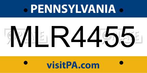 MLR4455 Pennsylvania License Plate