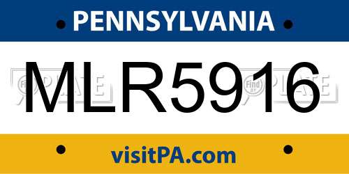 MLR5916 Pennsylvania License Plate