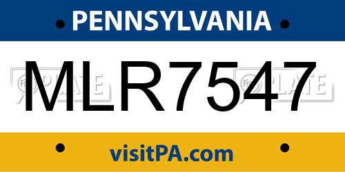 MLR7547 Pennsylvania License Plate