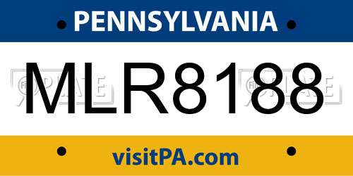MLR8188 Pennsylvania License Plate