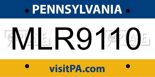 MLR9110 Pennsylvania License Plate