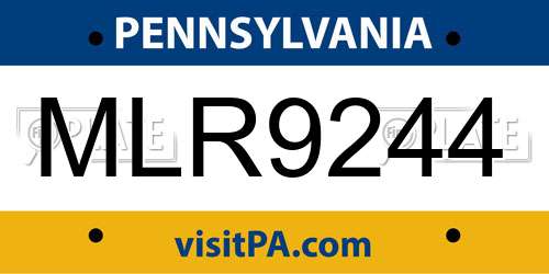 MLR9244 Pennsylvania License Plate