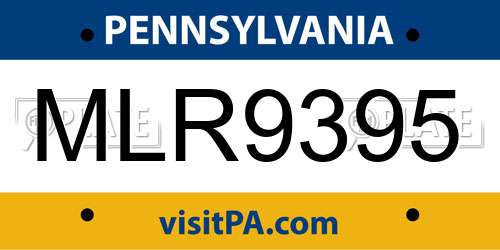 MLR9395 Pennsylvania License Plate