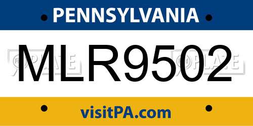 MLR9502 Pennsylvania License Plate
