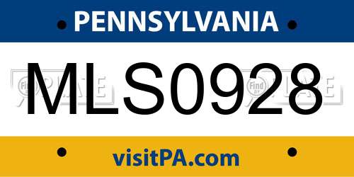 MLS0928 Pennsylvania License Plate