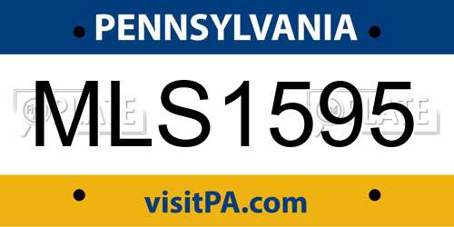 MLS1595 Pennsylvania License Plate