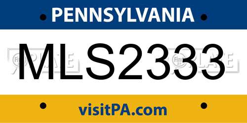MLS2333 Pennsylvania License Plate