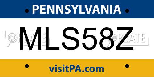 MLS58Z Pennsylvania License Plate
