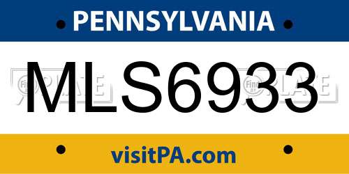 MLS6933 Pennsylvania License Plate